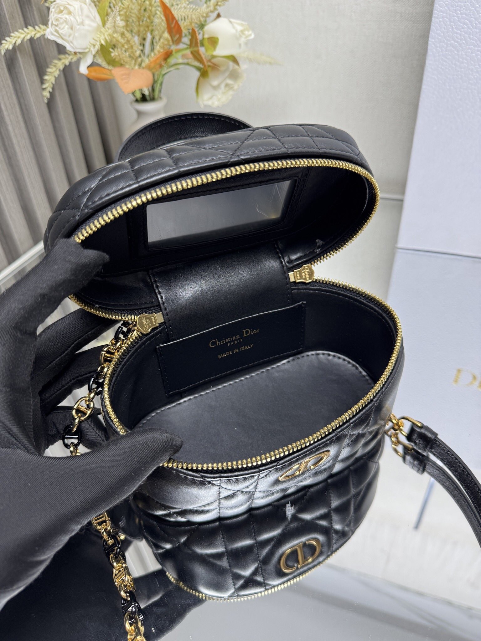 Estuche Lady Dior Vanity Mini en piel de cordero Cannage negro - Image 5