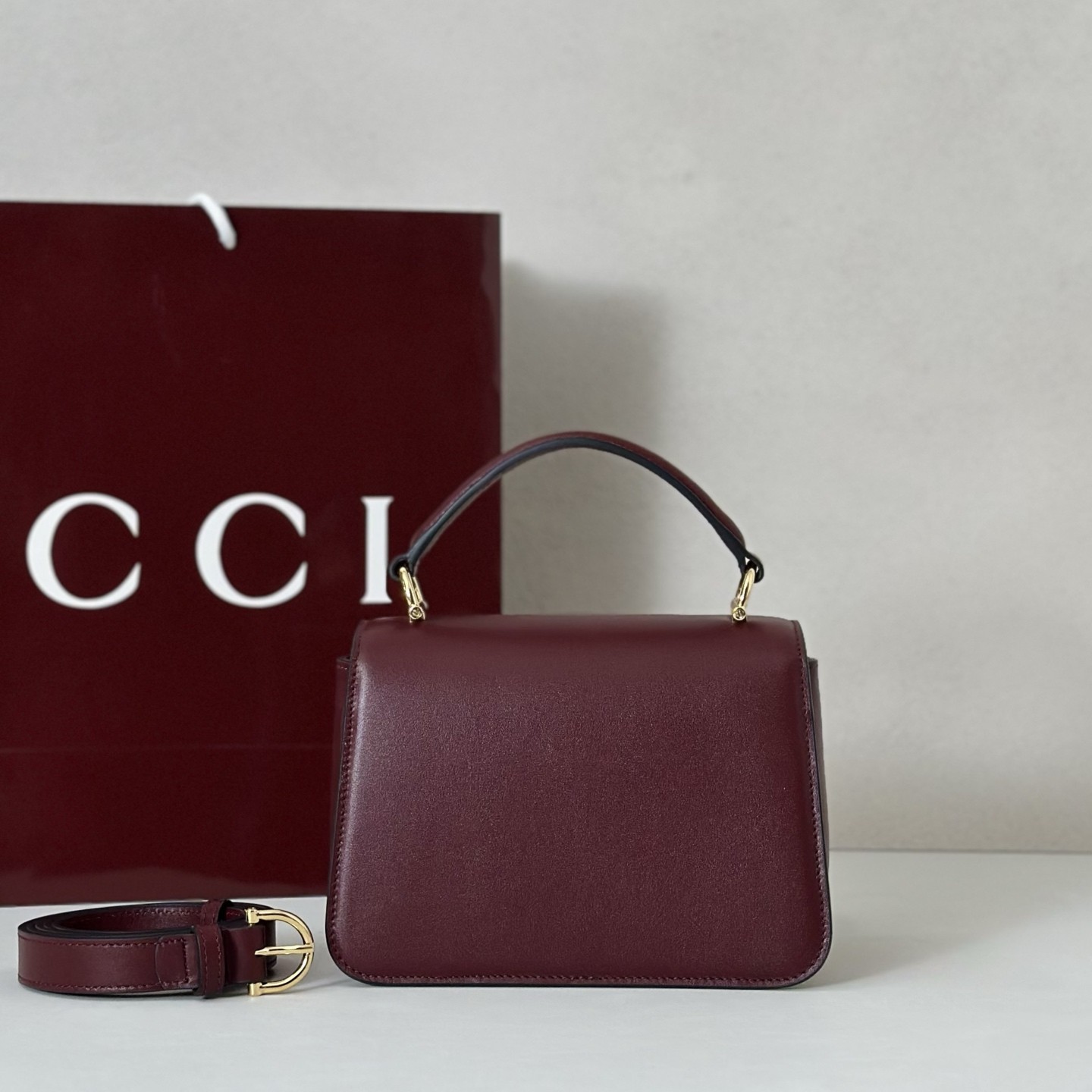 Bolso de mano bandolera pequeño Gucci Siena color burdeos - Image 7