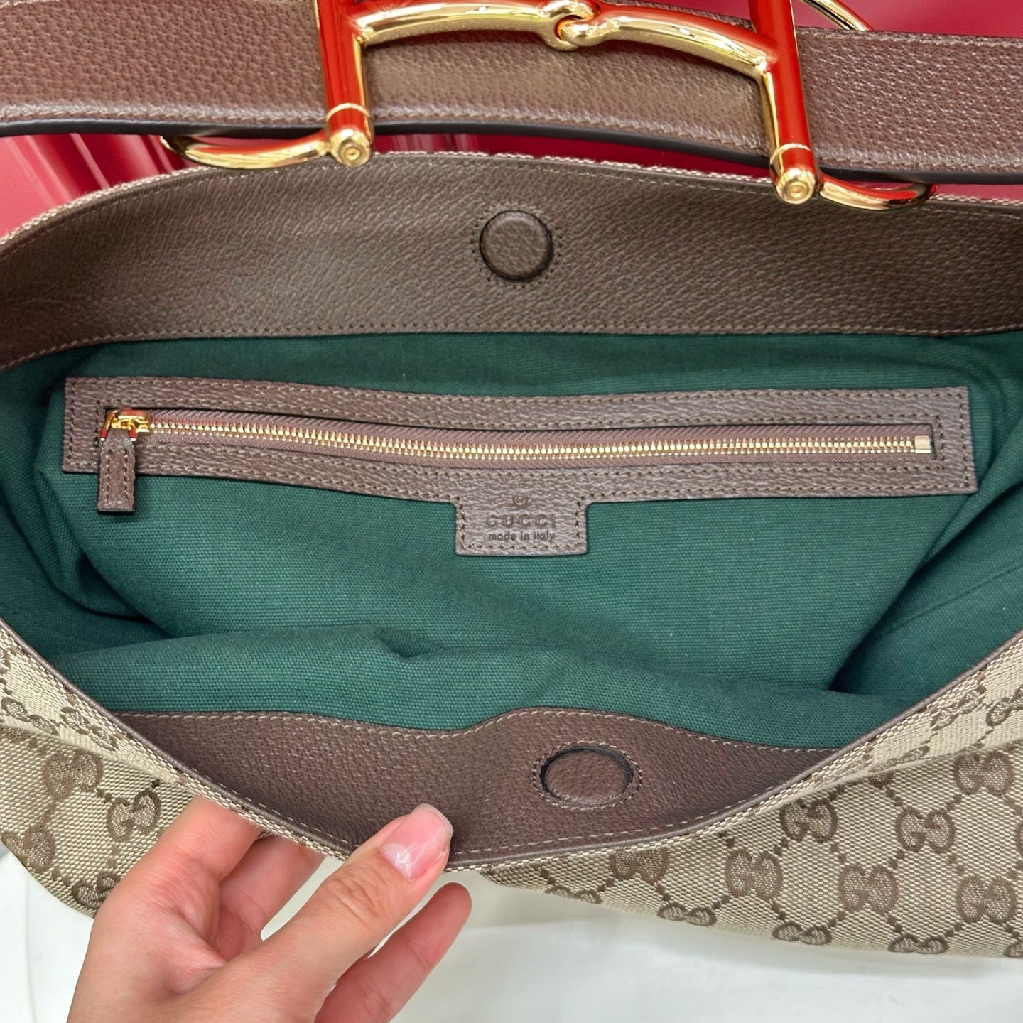 Bolso Hobo Maxi Beatrix con detalle Horsebit, lona GG beige original - Image 12
