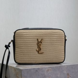 Bolso de lujo Saint Laurent Lou de paja para cámara