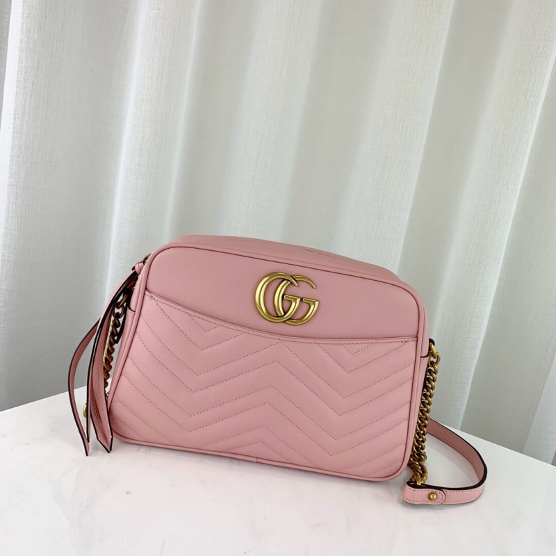 Bolso Gucci GG Marmont Cámara Rosa Pastel Cadena Dorada - Image 2