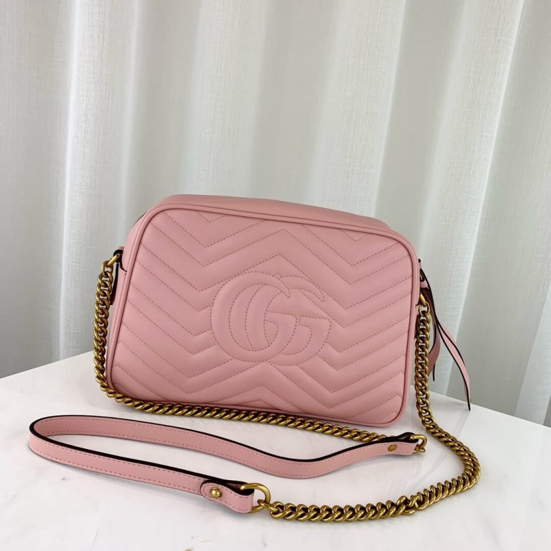Bolso Gucci GG Marmont Cámara Rosa Pastel Cadena Dorada - Image 3
