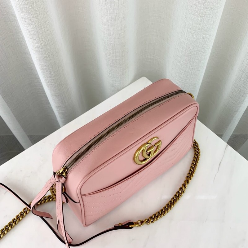 Bolso Gucci GG Marmont Cámara Rosa Pastel Cadena Dorada - Image 7