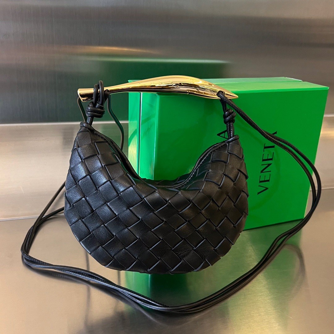 bolsos de lujo mano Bottega Veneta Sardine Mini Bag In Black Intrecciato Lambskin 2 bolsos de lujo mano Bottega Veneta Sardine Mini Bag In Black Intrecciato Lambskin - Image 2