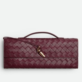 bolsos de lujo Bottega Veneta Andiamo Clutch with Handle in Barolo Intrecciato Lambskin
