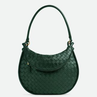 bolsos de lujo mujer Bottega Veneta Gemelli Medium Bag in Emerald Green Intrecciato Lambskin