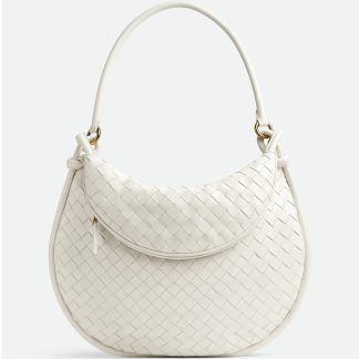 bolsos de lujo mujer Bottega Veneta Gemelli Large Bag in White Intrecciato Lambskin
