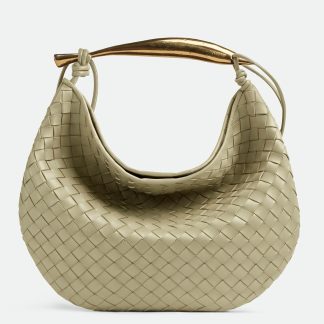 bolsos de lujo mano Bottega Veneta Sardine Medium Bag in Travertine Intrecciato Lambskin