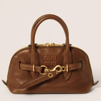 bolsos de lujo Miu Miu Aventure Small Top-handle Bag in Brown Nappa Leather