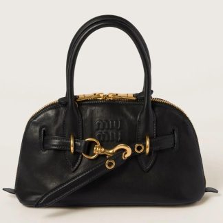 bolsos de lujo Miu Miu Aventure Small Top-handle Bag in Black Nappa Leather