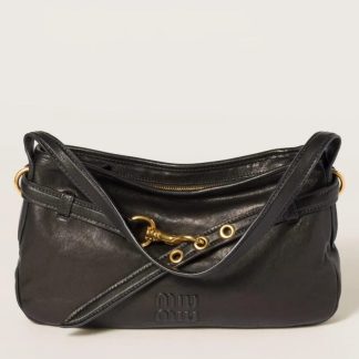 bolsos de lujo Miu Miu Aventure Small Shoulder Bag in Black Nappa Leather