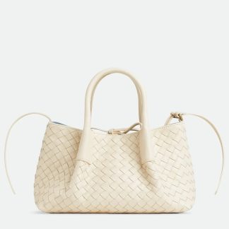 bolsos de lujo mujer Bottega Veneta Pinacoteca Small Bag in Sea Salt Intrecciato Calfskin