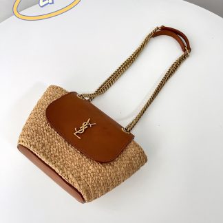 Mini bolso Saint Laurent de rafia natural