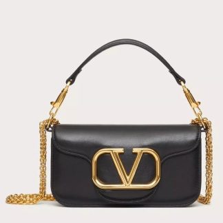 bolsos de lujo mujer Valentino Loco Small Shoulder Bag In Black Calfskin