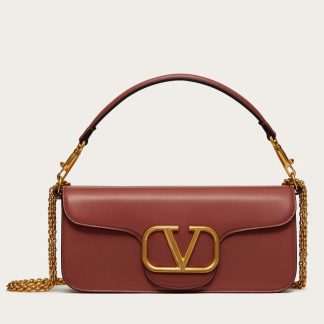 bolsos de lujo mujer Valentino Loco Large Shoulder Bag In Brown Calfskin