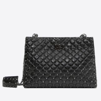 bolsos de lujo mujer Valentino All Black Rockstud Spike Tote Bag