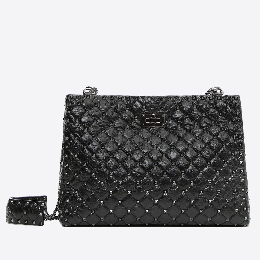 bolsos de lujo mujer Valentino All Black Rockstud Spike Tote Bag 1 bolsos de lujo mujer Valentino All Black Rockstud Spike Tote Bag