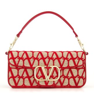 bolsos de lujo mujer Valentino Large Loco Shoulder Bag in Red Toile Iconographe