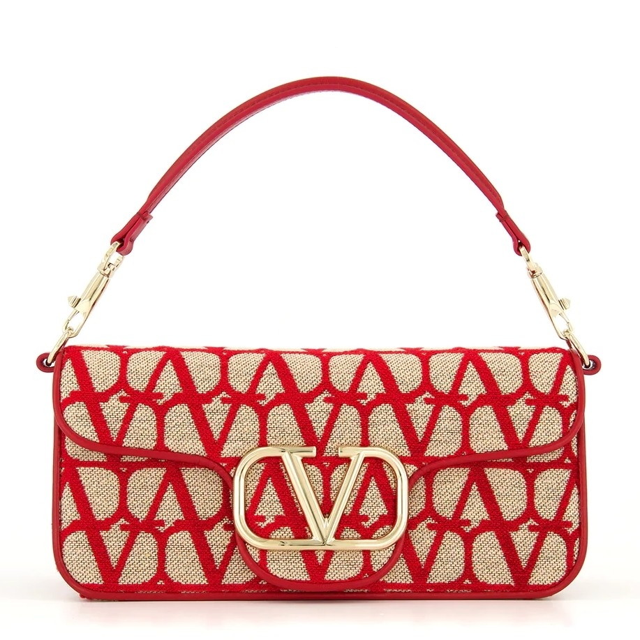 bolsos de lujo mujer Valentino Large Loco Shoulder Bag in Red Toile Iconographe 1 bolsos de lujo mujer Valentino Large Loco Shoulder Bag in Red Toile Iconographe