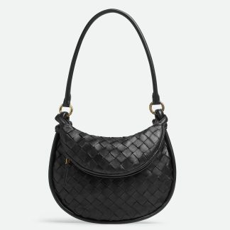 bolsos de lujo mujer Bottega Veneta Gemelli Small Bag in Black Intrecciato Lambskin