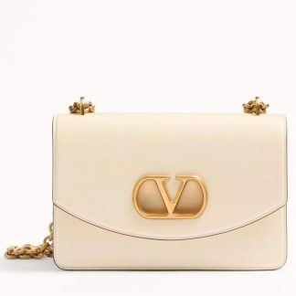 bolsos de lujo mujer Valentino Garavani Vain Shoulder Bag in White Calfskin