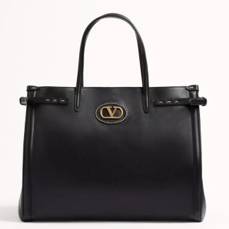 bolsos de lujo mujer Valentino Antibes Medium Shopping Bag in Black Leather